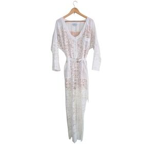 Free People We Are Kindred White Lace Belted Jumpsuit 4 Boho Bridal Bachelorette